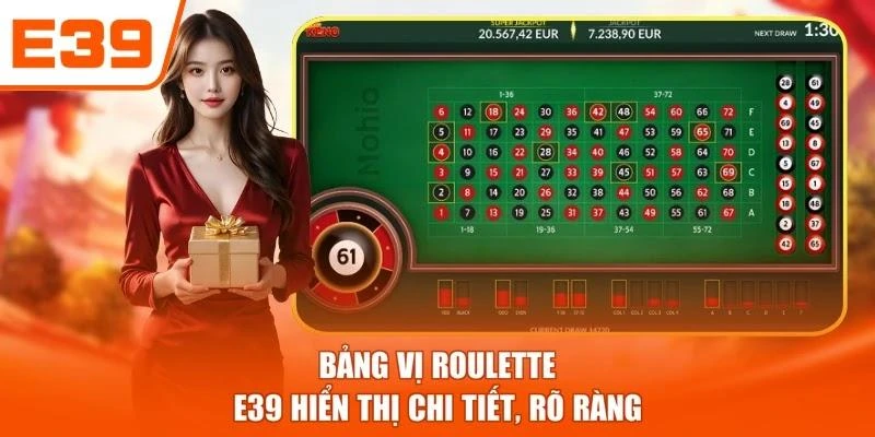 Bảng vị Roulette E39 hiển thị chi tiết, rõ ràng